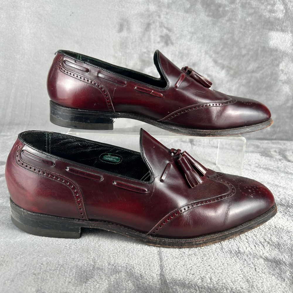 Florsheim Imperial Mens 11 D Burgundy Leather Wingtip Tassel Loafers 93223